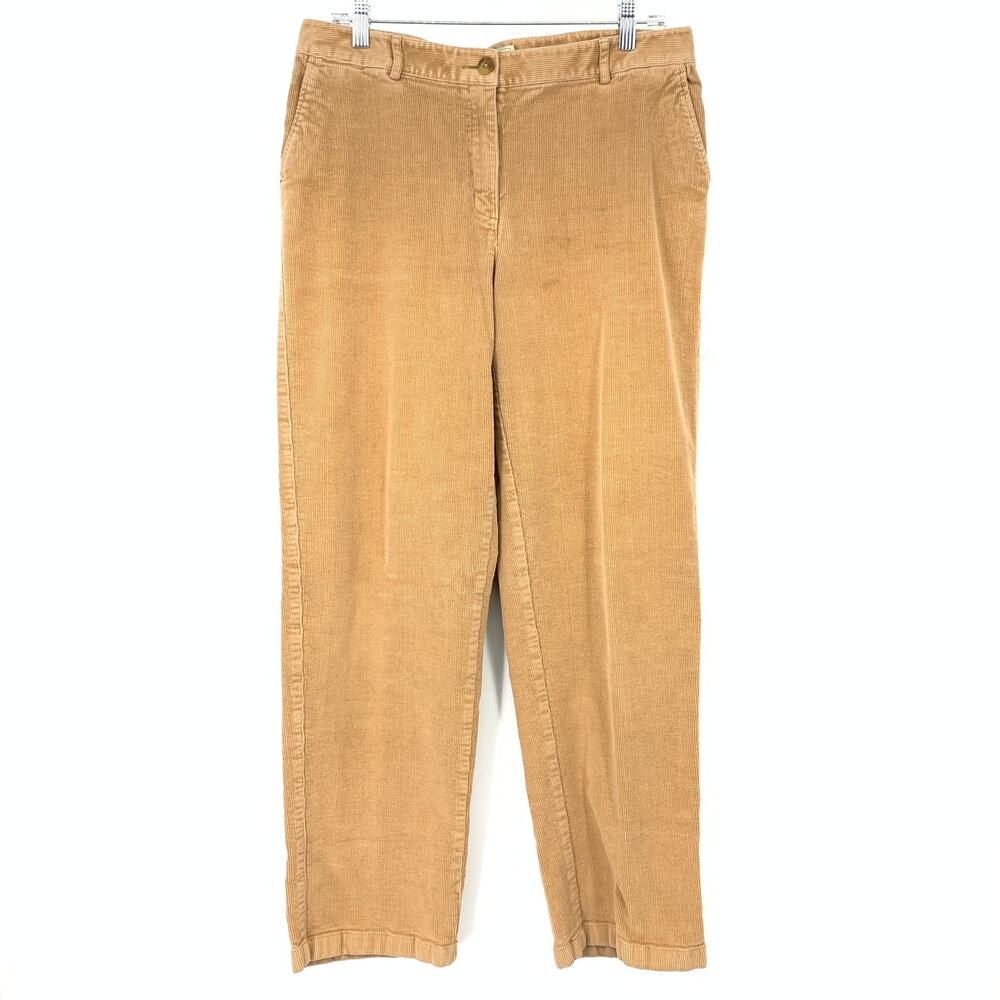 L.L. Bean Favorite Fit Straight Leg Corduroy Ankle Pants Womens Sz 12 Tall Tan